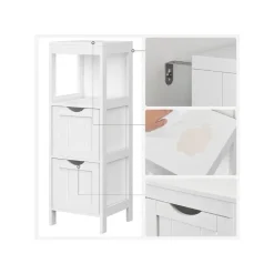 Bobbel Home Parya Home - Badkamerkast - Medicijnkast - 2 Lades - 1 Open vlak - Hout - Wit