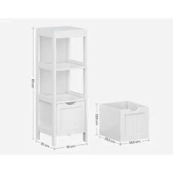 Bobbel Home Parya Home - Badkamerkast - Medicijnkast - 2 Lades - 1 Open vlak - Hout - Wit