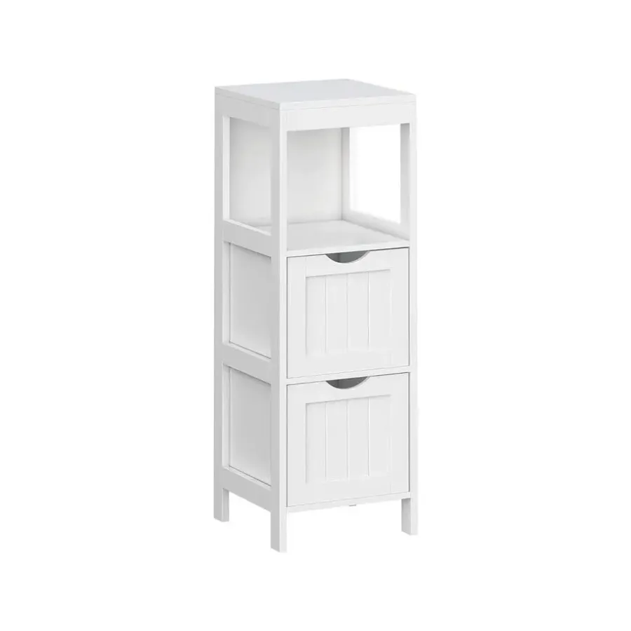 Bobbel Home Parya Home - Badkamerkast - Medicijnkast - 2 Lades - 1 Open vlak - Hout - Wit