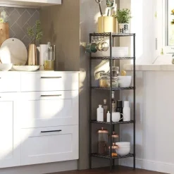 Hoge Kasten-Parya Home - Badkamerrek 5 platen en haken zwart