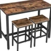 Parya Home - Bartafel Set - 120x60x90 - Donkerbruin