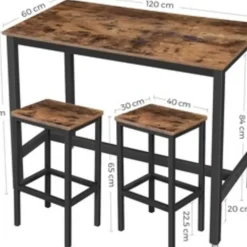 Parya Home - Bartafel Set - 120x60x90 - Donkerbruin