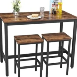 Parya Home - Bartafel Set - 120x60x90 - Donkerbruin