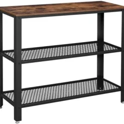 Sidetables-Parya Home - Bijzettafel - Industrieel - Hout/Metaal - 101,5x35x80 cm