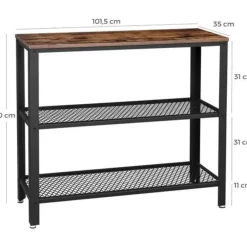Sidetables-Parya Home - Bijzettafel - Industrieel - Hout/Metaal - 101,5x35x80 cm