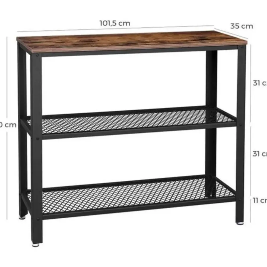 Sidetables-Parya Home - Bijzettafel - Industrieel - Hout/Metaal - 101,5x35x80 cm
