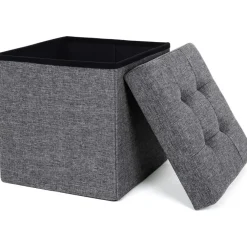 Poefen-Parya Home - Grijze Poef - Hocker - Donkergrijs