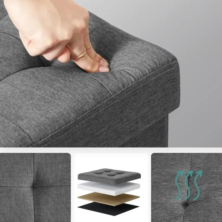 Poefen-Parya Home - Grijze Poef - Hocker - Donkergrijs