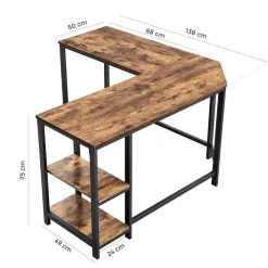 Hoekbureaus-Parya Home - Hoekbureau - 138 x 50 x 75 cm - Metaal - Bruin