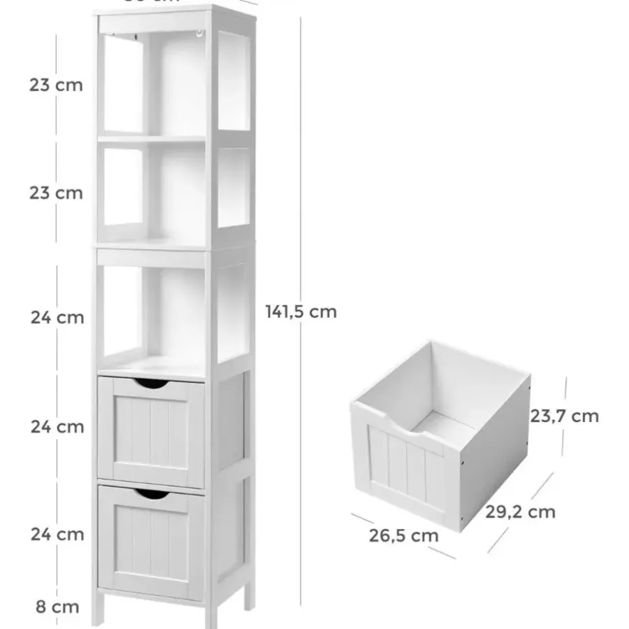 Parya Home - Hoge Badkamerkast - Hout - Wit