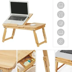 Dienbladen-Parya Home - Houten Laptoptafel - Bamboe - Bruin