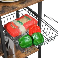 Trolleys-Parya Home - Keukenkast - Keukenrek - Industrieel - Hout - Bruin