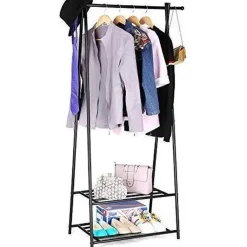 Parya Home - Kledingrek met Schoenenrek in Metaal - 155x87.5cm - Zwart