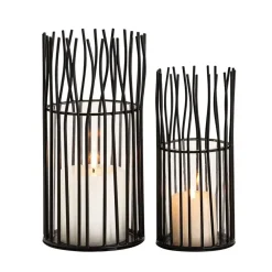 Kandelaars En Windlichten-Parya Home - Lantaarnset 2-delige Loft zwarte of zilveren kandelaar lantaarns