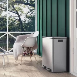 Prullenbakken-Bobbel Home Parya Home - Prullenbak 60L - Roestvrij Staal