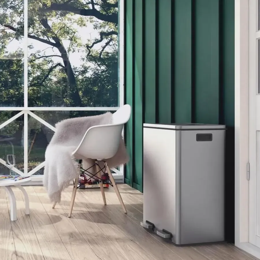 Prullenbakken-Bobbel Home Parya Home - Prullenbak 60L - Roestvrij Staal