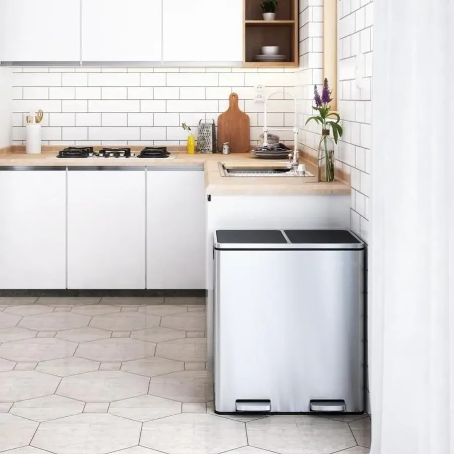 Prullenbakken-Bobbel Home Parya Home - Prullenbak 60L - Roestvrij Staal