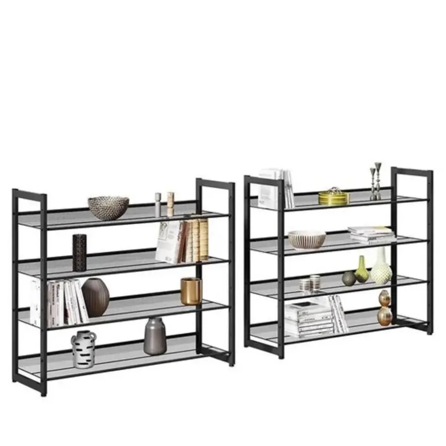 Kledingopbergers-Songmics Parya Home - Schoenenrek met 8 roosters - Metaal - Zwart