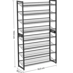 Kledingopbergers-Songmics Parya Home - Schoenenrek met 8 roosters - Metaal - Zwart