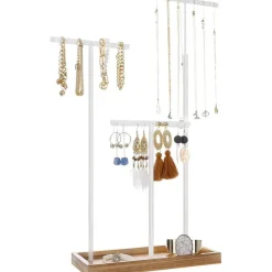 Parya Home - Sierradenrek - Oorbellenstandaard - 2-in-1 - Hout - Wit