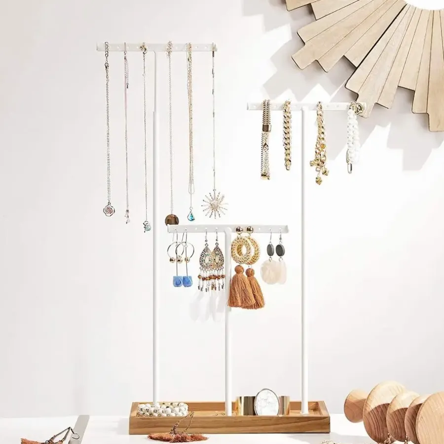 Parya Home - Sierradenrek - Oorbellenstandaard - 2-in-1 - Hout - Wit