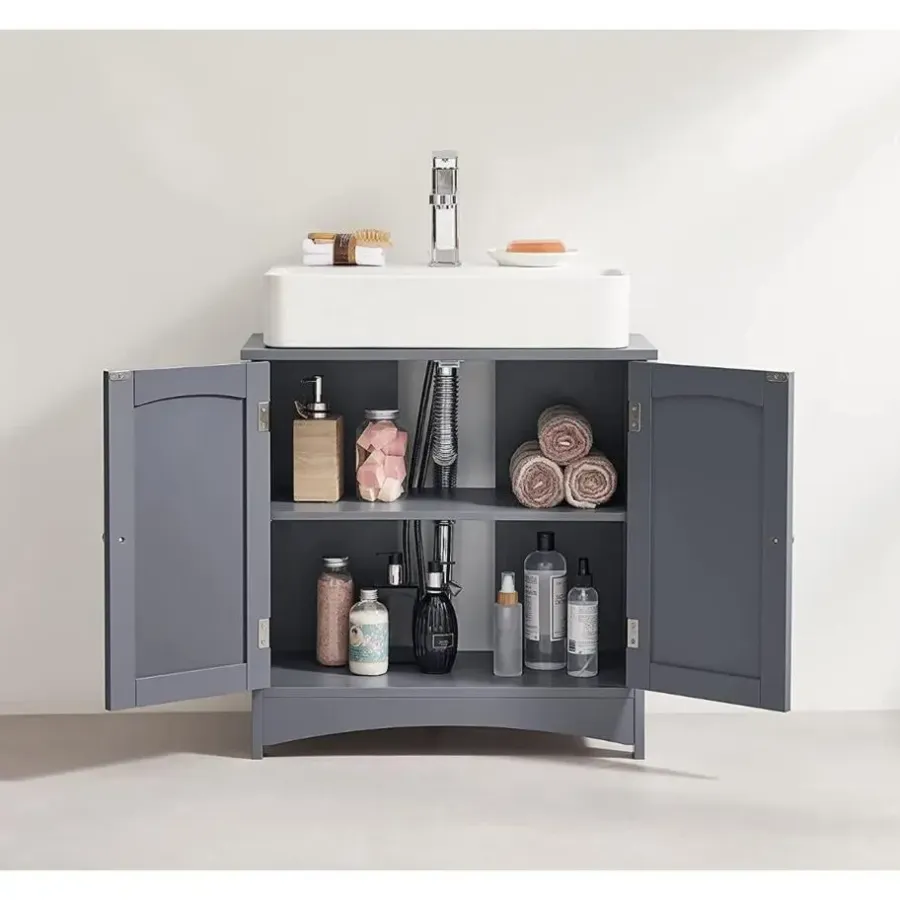 Wastafelkasten-Parya Home - Wastafelonderkast - 2 Deuren - Hout - Grijs