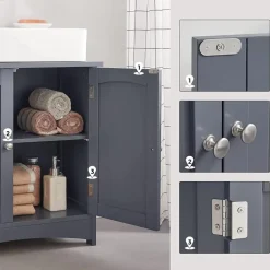 Wastafelkasten-Parya Home - Wastafelonderkast - 2 Deuren - Hout - Grijs