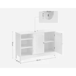 Parya Home - Wastafelonderkast -Badkamerkast - 2 Deuren - 2 Planken - Hout - Wit
