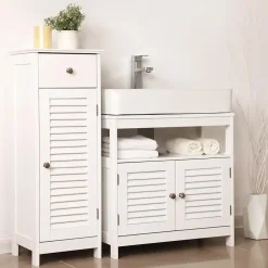 Bobbel Home Parya Home - Wastafelonderkast -Badkamerkast - 2 Deuren - Wit