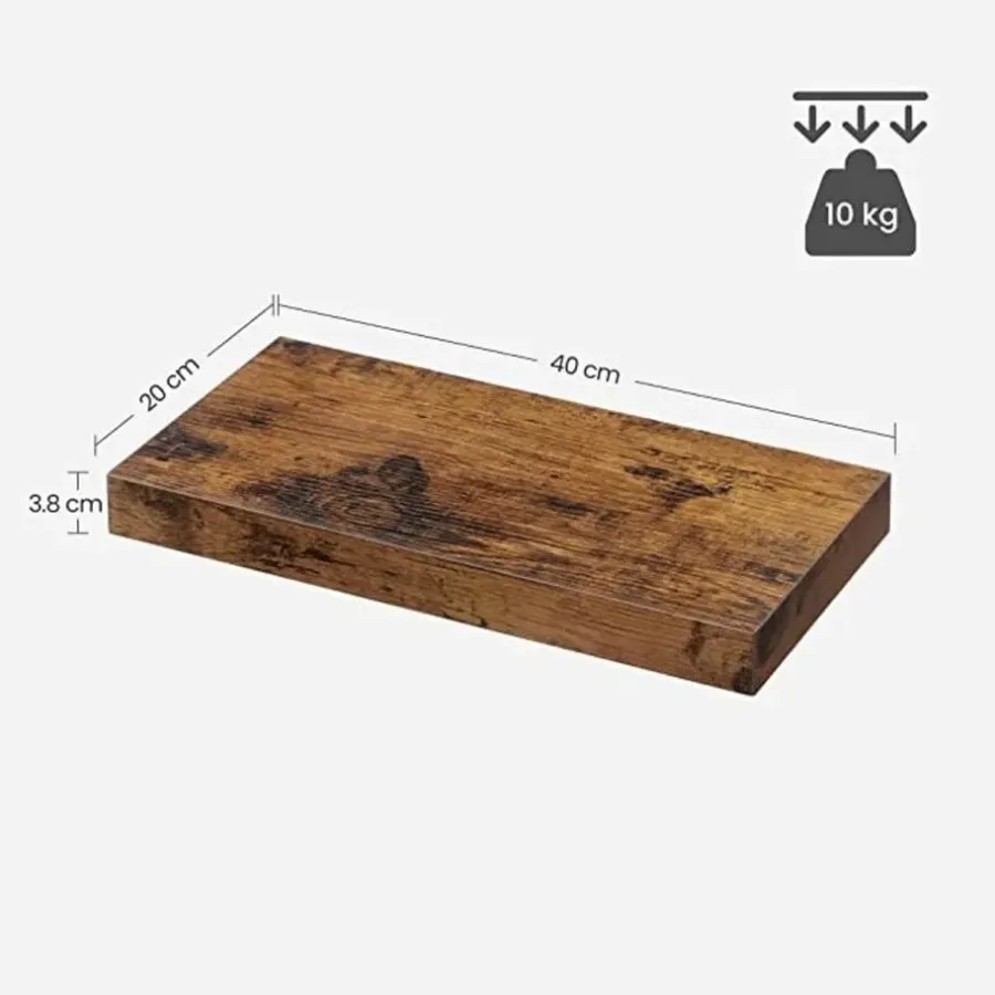 Parya Home - Zwevende wandplank - Bruin - MDF - 40 x 20 x 3.8 cm