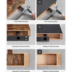 Parya Home - Zwevende wandplank - Bruin - MDF - 40 x 20 x 3.8 cm