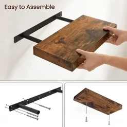 Parya Home - Zwevende wandplank - Bruin - MDF - 40 x 20 x 3.8 cm