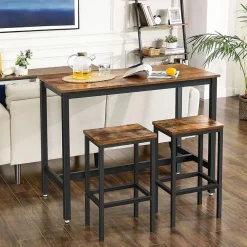 Bartafels-Parya Home Bartafel Set - Bartafel incl. twee barstoelen - Industrieel - Vintage
