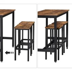 Bartafels-Parya Home Bartafel Set - Bartafel incl. twee barstoelen - Industrieel - Vintage
