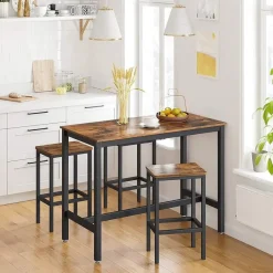 Bartafels-Parya Home Bartafel Set - Bartafel incl. twee barstoelen - Industrieel - Vintage
