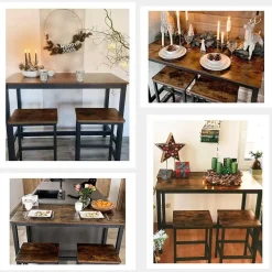 Bartafels-Parya Home Bartafel Set - Bartafel incl. twee barstoelen - Industrieel - Vintage