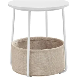 Bijzettafels-Parya Home Bijzettafel, ronde bijzettafel met stoffen mand