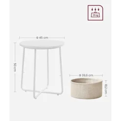 Bijzettafels-Parya Home Bijzettafel, ronde bijzettafel met stoffen mand