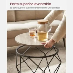 Parya Home Bijzettafel, set van 2 salontafels, grijs-zwart