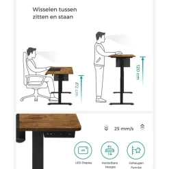 Zit-Sta-Bureaus-Parya Home Elektrisch Verstelbaar Bureau - Hoogte Verstelbaar