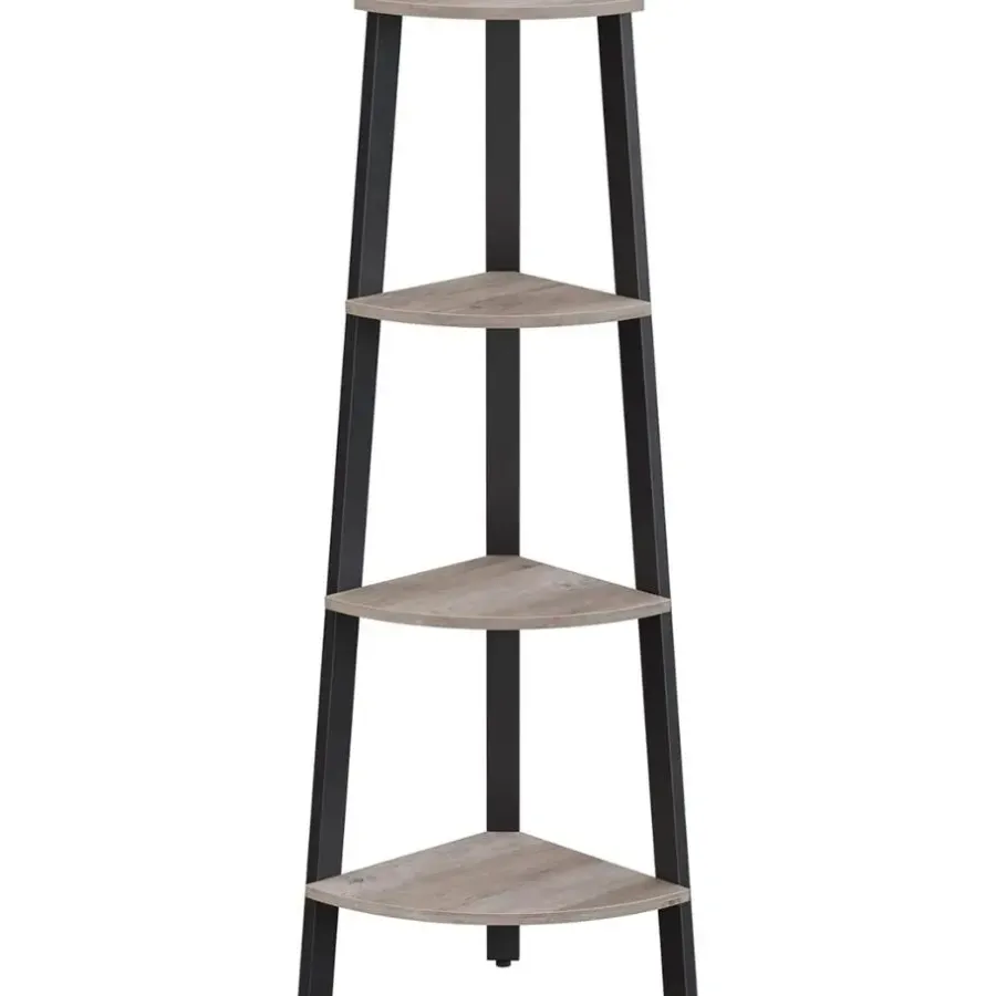 Parya Home hoekplank - 4 planken - industrieel - grijs-zwart