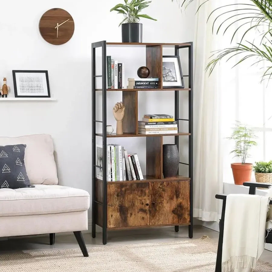 Boekenkasten|Boekenkasten-Parya Home Industriėle Boekenkast – Staande kast met 4 legplanken