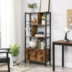 Boekenkasten|Boekenkasten-Parya Home Industriėle Boekenkast – Staande kast met 4 legplanken