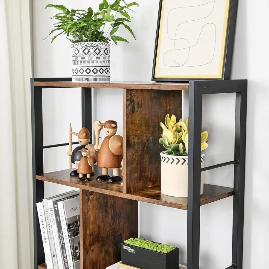Boekenkasten|Boekenkasten-Parya Home Industriėle Boekenkast – Staande kast met 4 legplanken