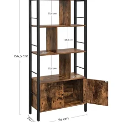 Boekenkasten|Boekenkasten-Parya Home Industriėle Boekenkast – Staande kast met 4 legplanken