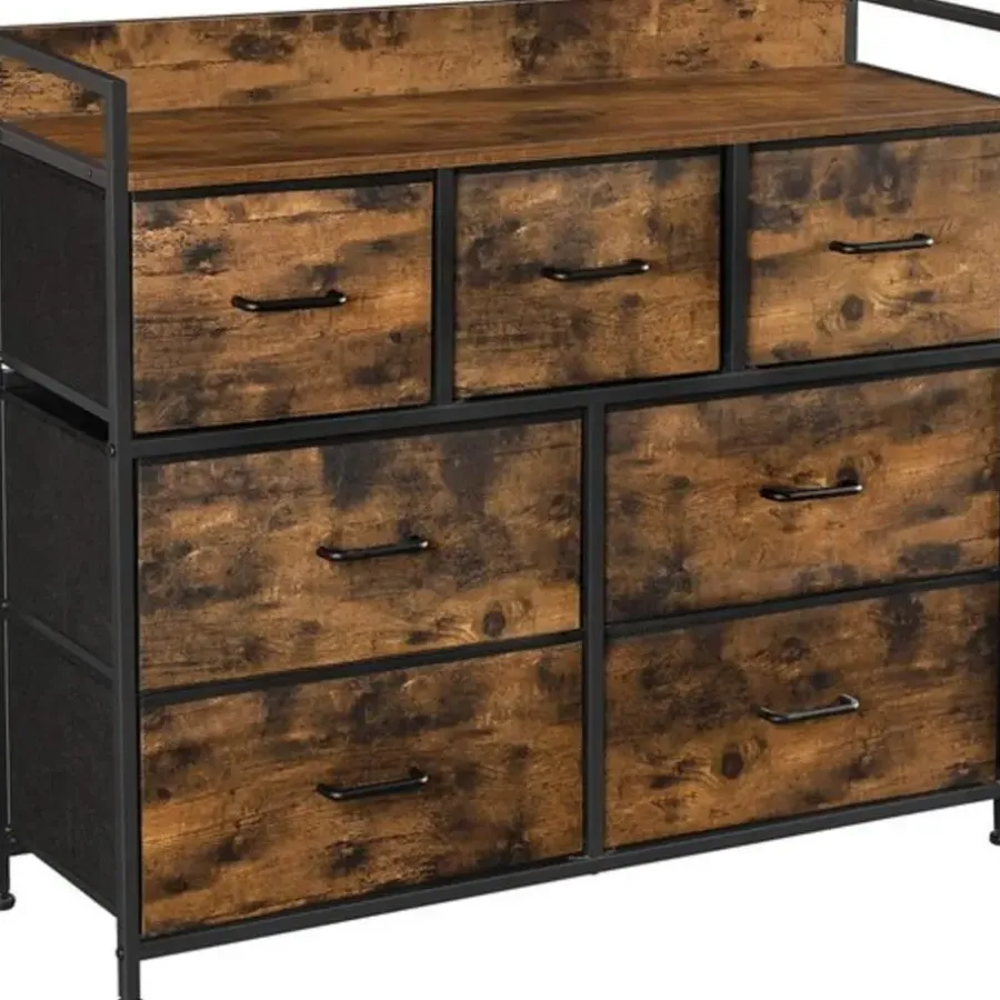 Ladekasten|Ladekasten-Merkloos Parya Home Industriėle Commode – Opbergkast met 7 mdf laden en metalen frame