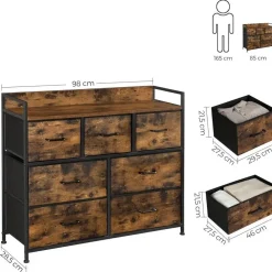 Ladekasten|Ladekasten-Merkloos Parya Home Industriėle Commode – Opbergkast met 7 mdf laden en metalen frame