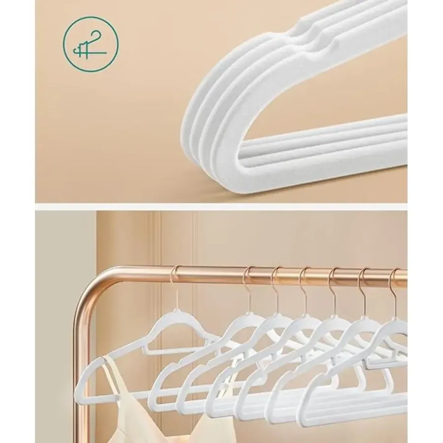 Parya Home kleerhangers, 50 stuks, fluweel, wit