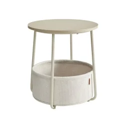 Parya Home Kleine ronde salontafel, bijzettafel met stoffen mand