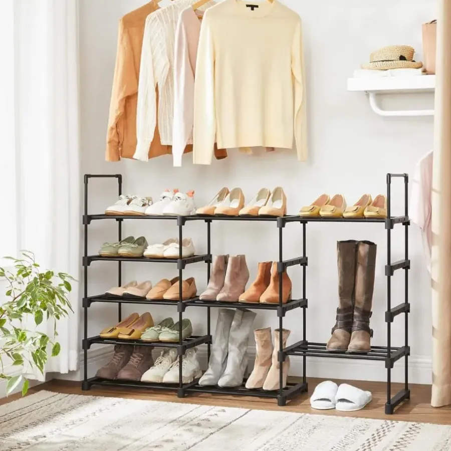 Parya Home metalen schoenrek met 5 niveaus - zwart
